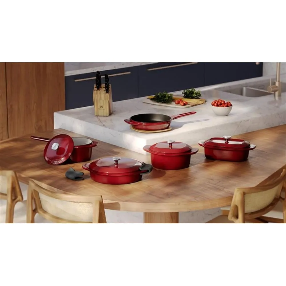Panela de Ferro Fundido Esmaltado Oval Electrolux Expert 27cm Vermelha