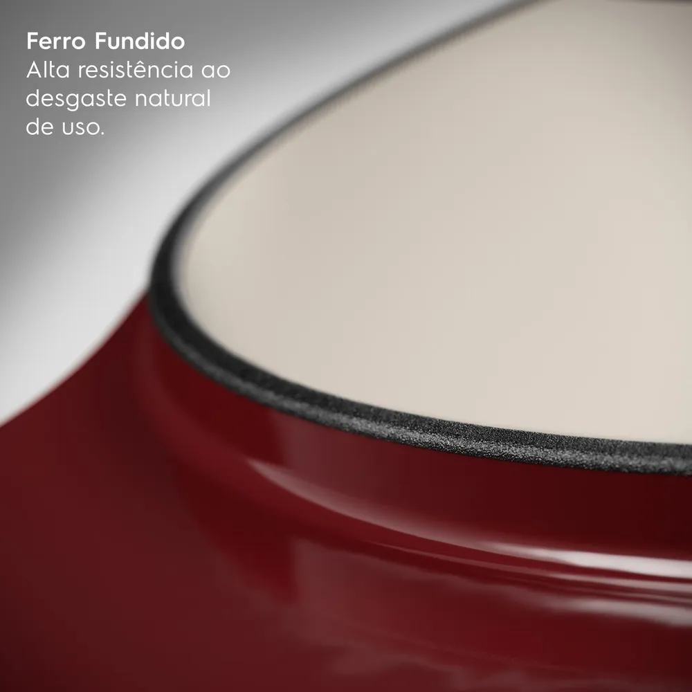 Panela Wok de Ferro Fundido Esmaltado Electrolux Expert 30cm Vermelha