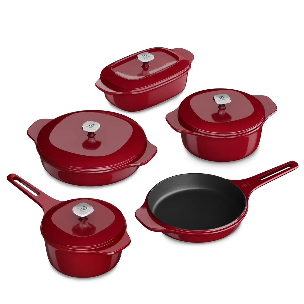 Panela Wok de Ferro Fundido Esmaltado Electrolux Expert 30cm Vermelha