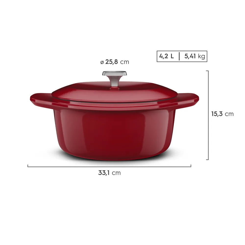 Panela de Ferro Fundido Esmaltado Caçarola Electrolux Expert 24cm Vermelha