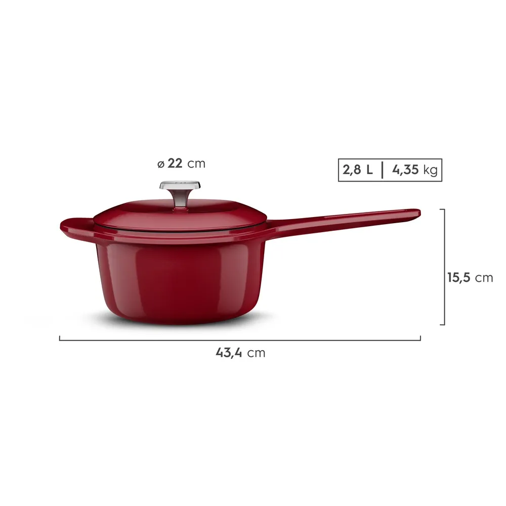 Panela de Ferro Fundido Esmaltado Molheira Electrolux Expert 20cm Vermelha
