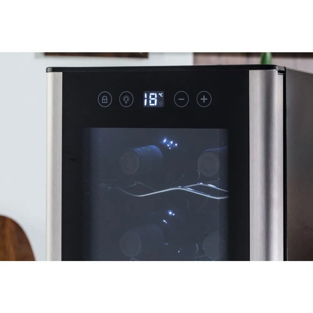 Adega de Vinho Climatizada Electrolux 12 garrafas Uma Porta Acabamento em Alumínio (ACB12)