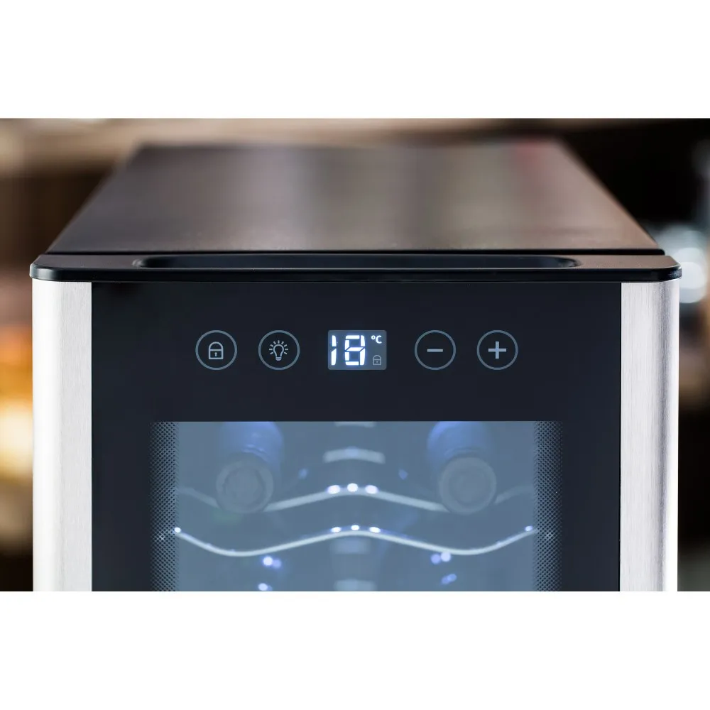 Adega de Vinho Climatizada Electrolux 12 garrafas Uma Porta Acabamento em Alumínio (ACB12)
