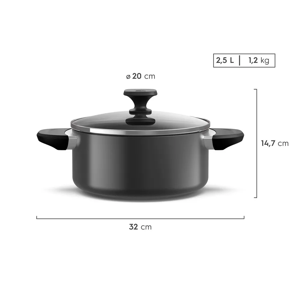 Panela de Alumínio Caçarola Antiaderente Electrolux Efficient 20cm Cinza (ECPA13)