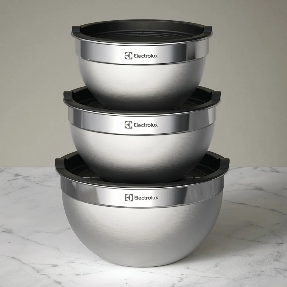Conjunto Bowls de Inox Electrolux com Tampa Plástica 3 Peças