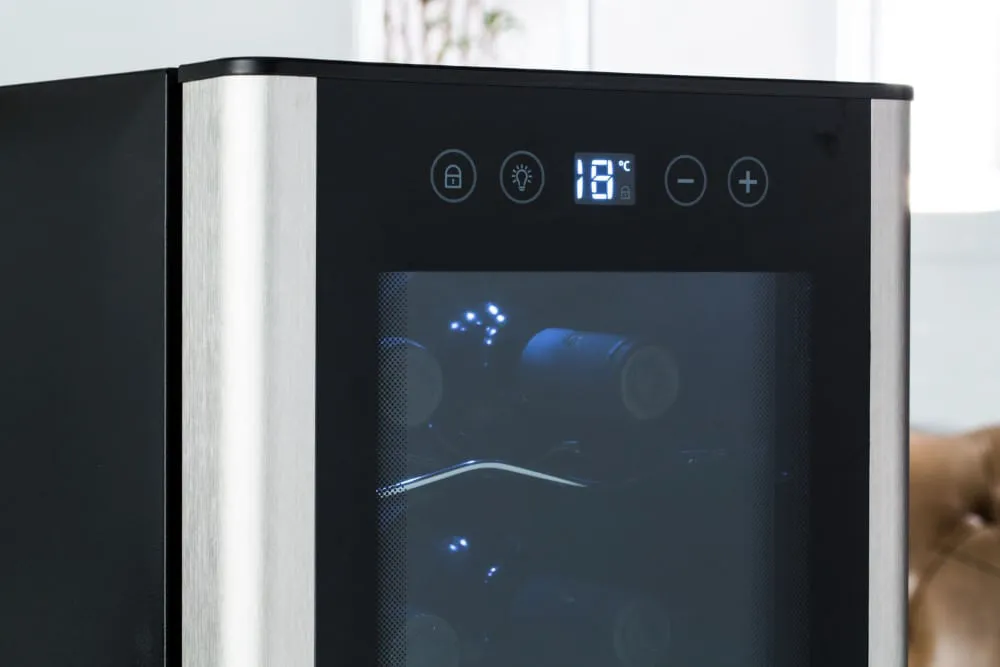 Adega de Vinho Climatizada Electrolux 8 garrafas Uma Porta Acabamento em Alumínio (ACB08)