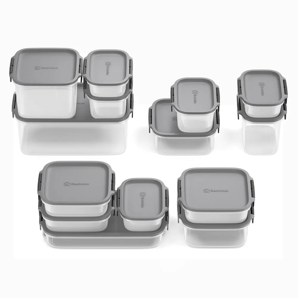 Potes Herméticos de Plástico Electrolux Cinza 14 Unidades Empilháveis Modulares