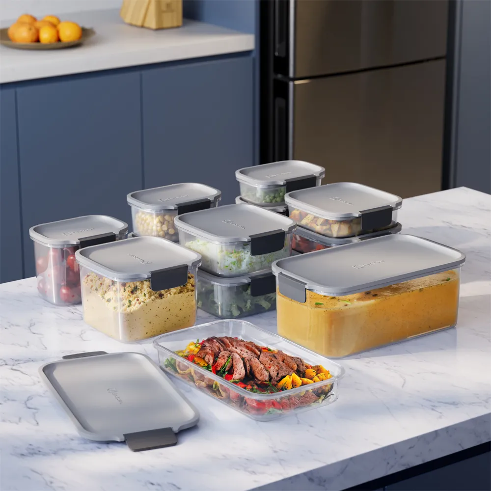 Potes Herméticos de Plástico Electrolux Cinza 14 Unidades Empilháveis Modulares