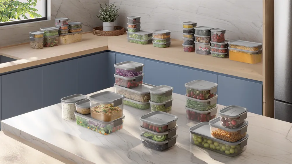 Potes Herméticos de Plástico Electrolux Cinza 14 Unidades Empilháveis Modulares