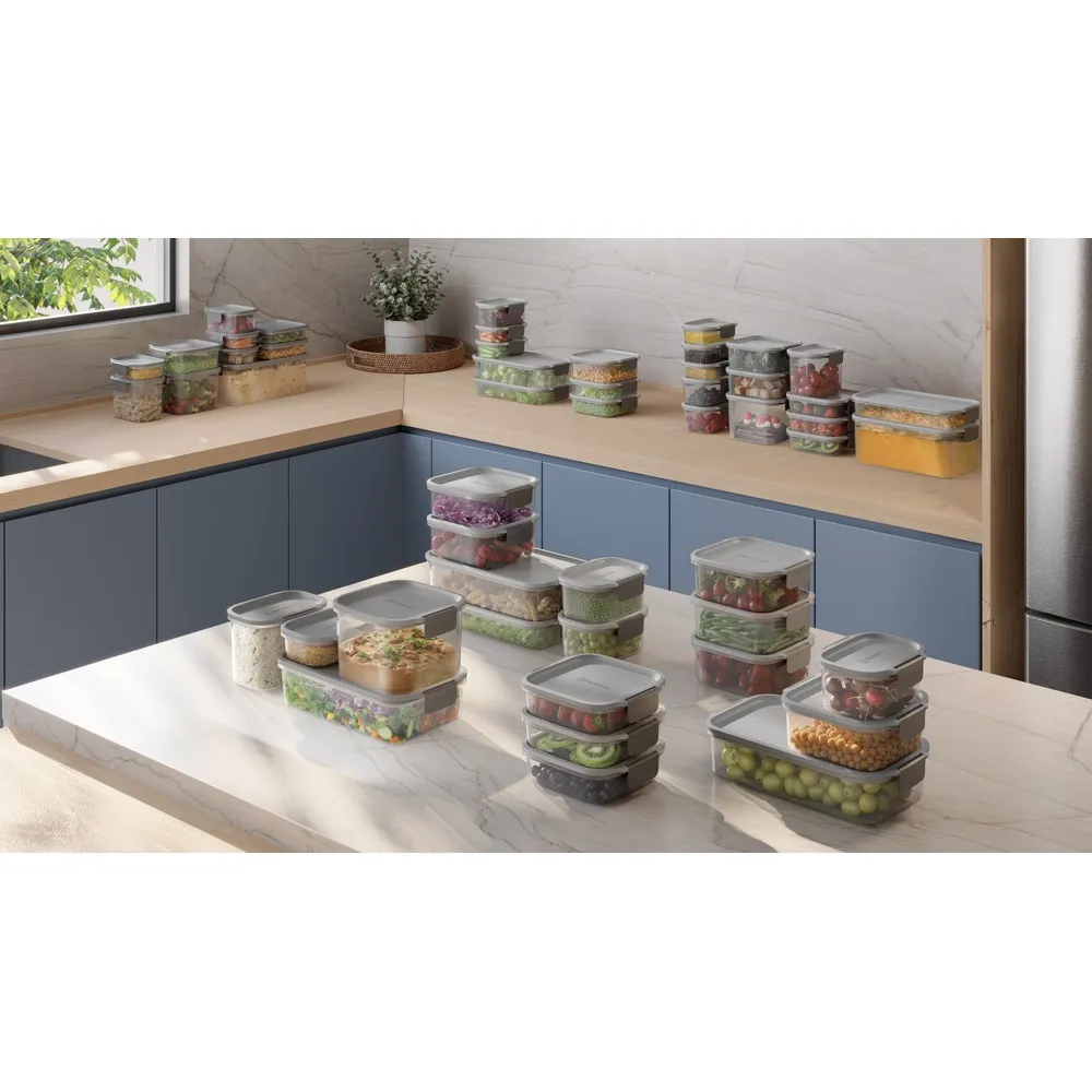 Potes Herméticos de Plástico Electrolux Cinza 8 Unidades Empilháveis Modulares