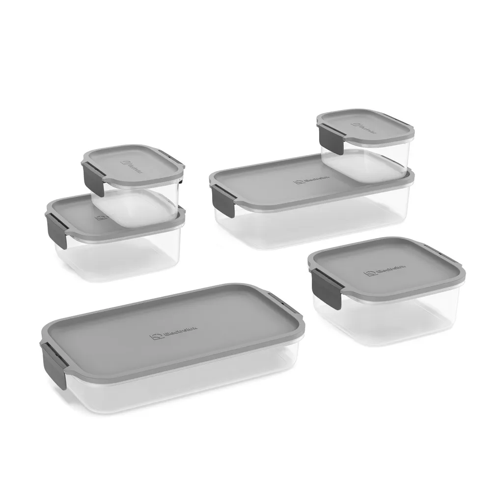 Potes Herméticos de Plástico Electrolux Cinza 6 Unidades Empilháveis Modulares