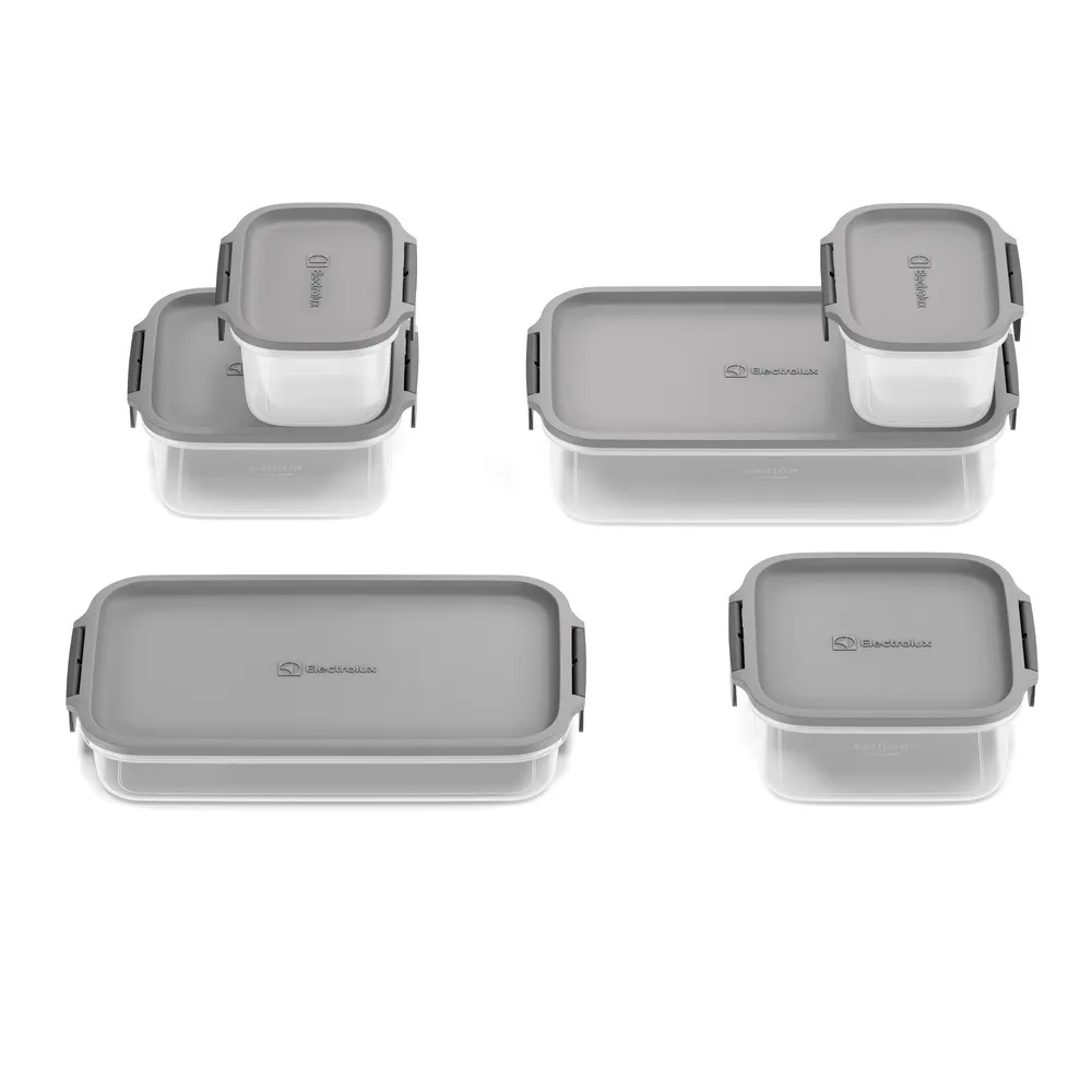 Potes Herméticos de Plástico Electrolux Cinza 6 Unidades Empilháveis Modulares