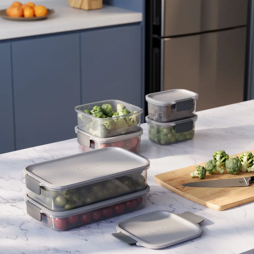 Potes Herméticos de Plástico Electrolux Cinza 6 Unidades Empilháveis Modulares