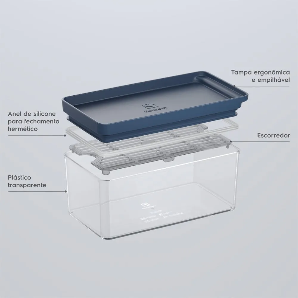 Kit 2 Organizadores de Geladeira Electrolux Experience com Escorredor 1,5L