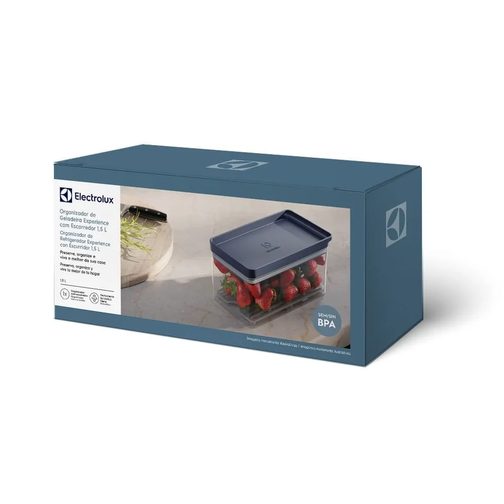 Kit 2 Organizadores de Geladeira Electrolux Experience com Escorredor 1,5L