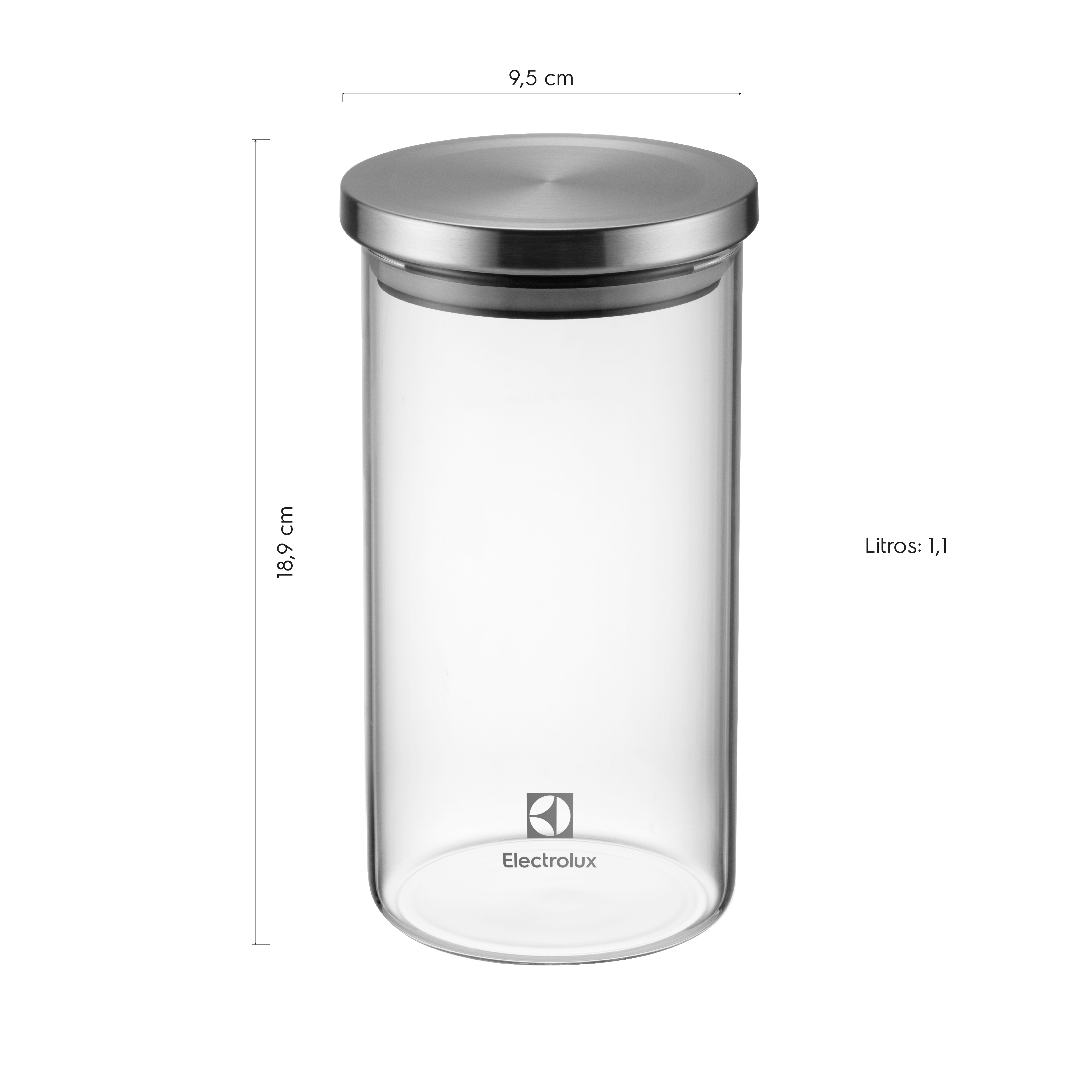 Potes Herméticos Electrolux de Vidro Porta-Mantimentos com Tampa Inox 4 Unidades