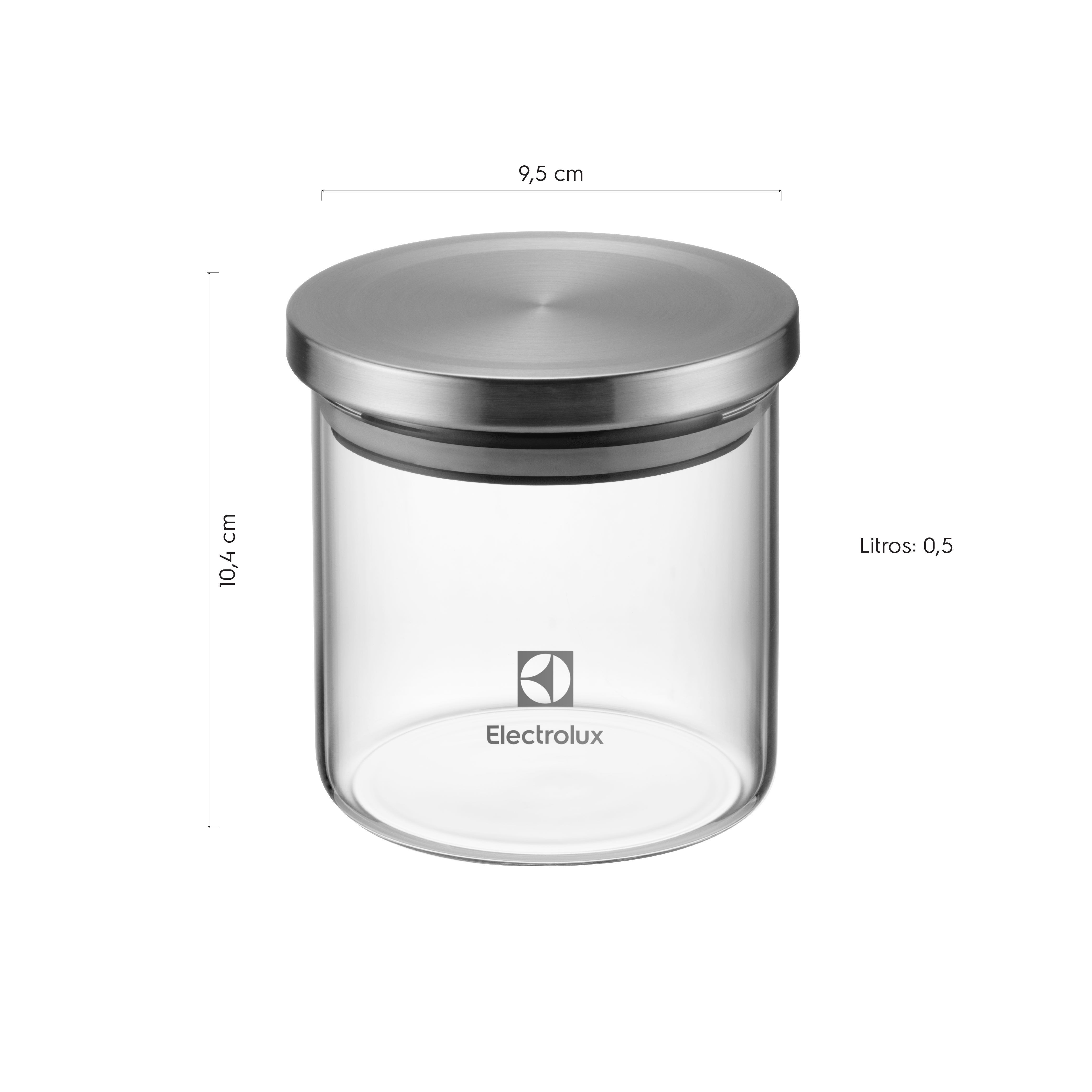 Potes Herméticos Electrolux de Vidro Porta-Mantimentos com Tampa Inox 4 Unidades