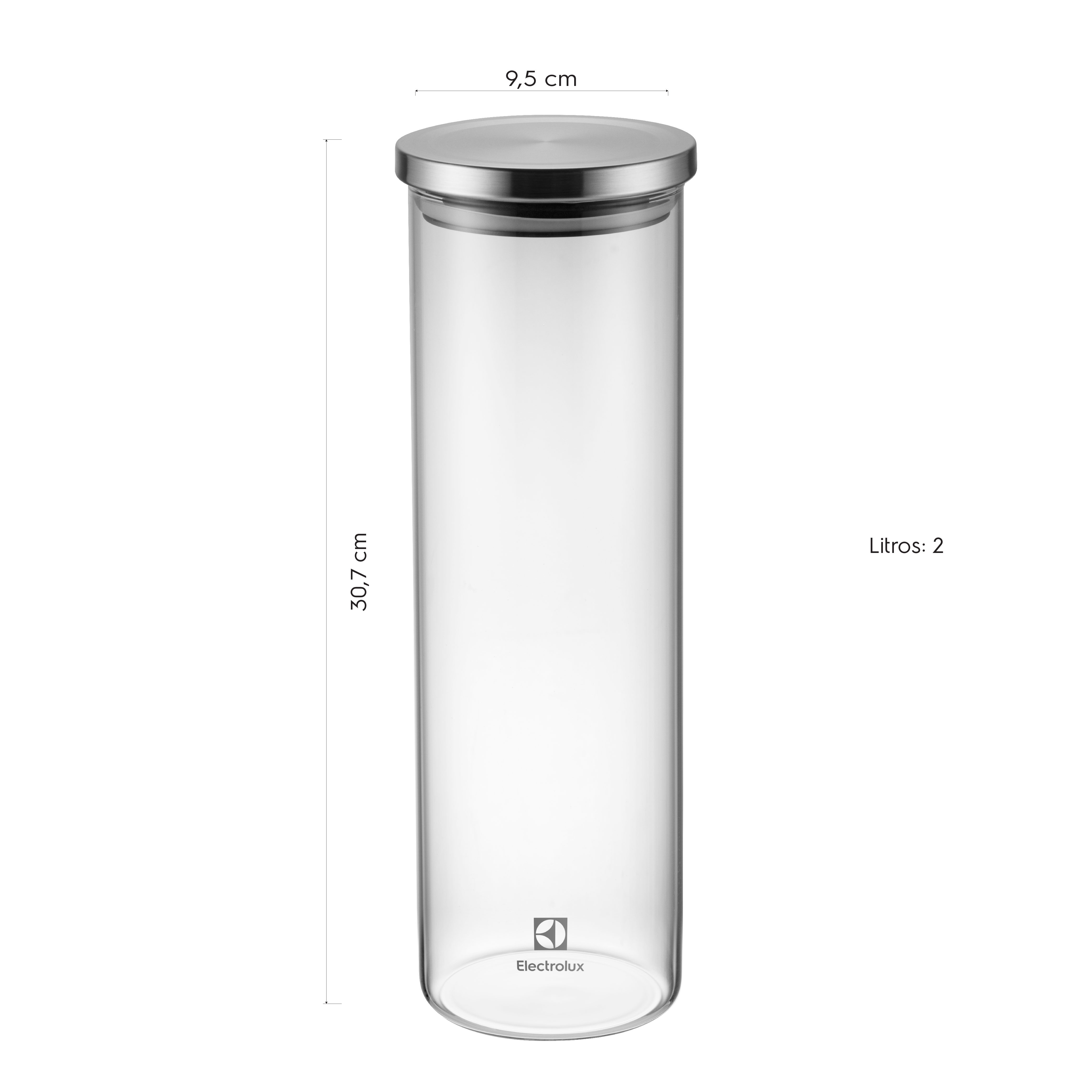 Potes Herméticos Electrolux de Vidro Porta-Mantimentos com Tampa Inox 4 Unidades