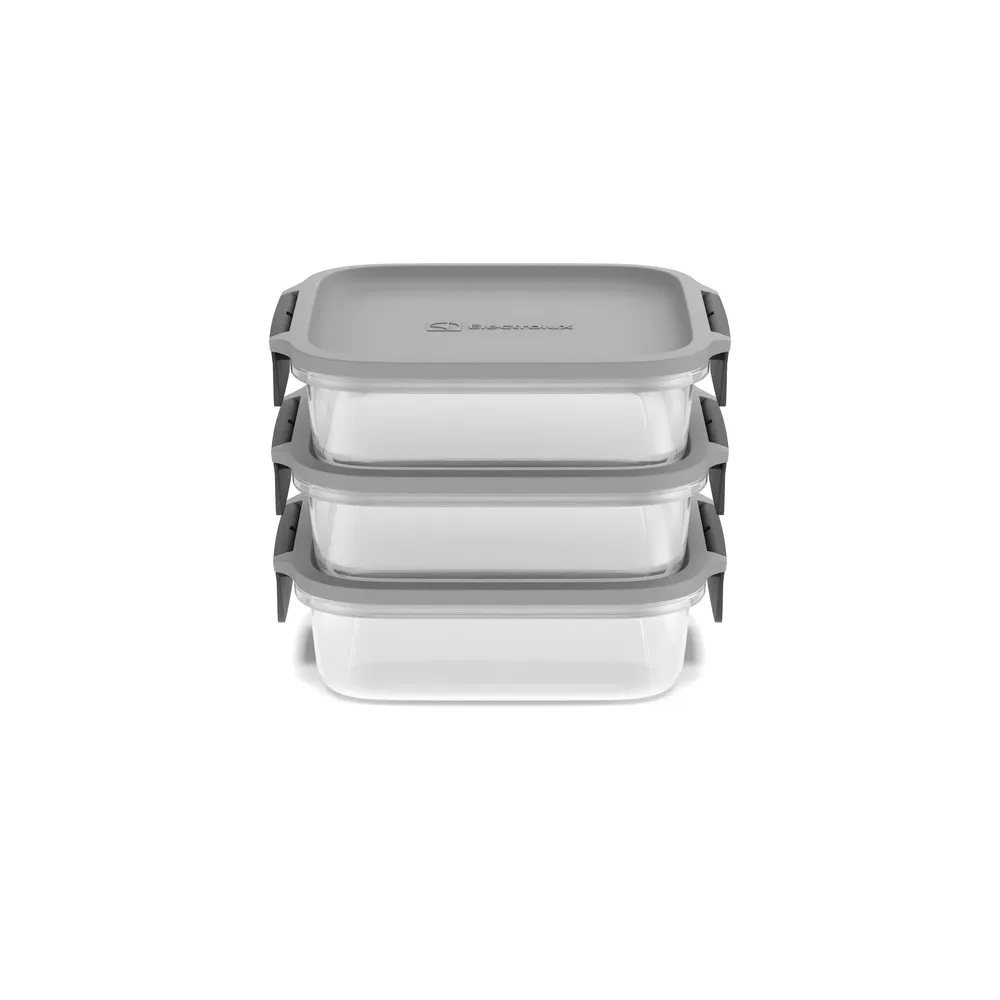 Potes Herméticos de Plástico Electrolux Cinza 3 Unidades Empilháveis Modulares
