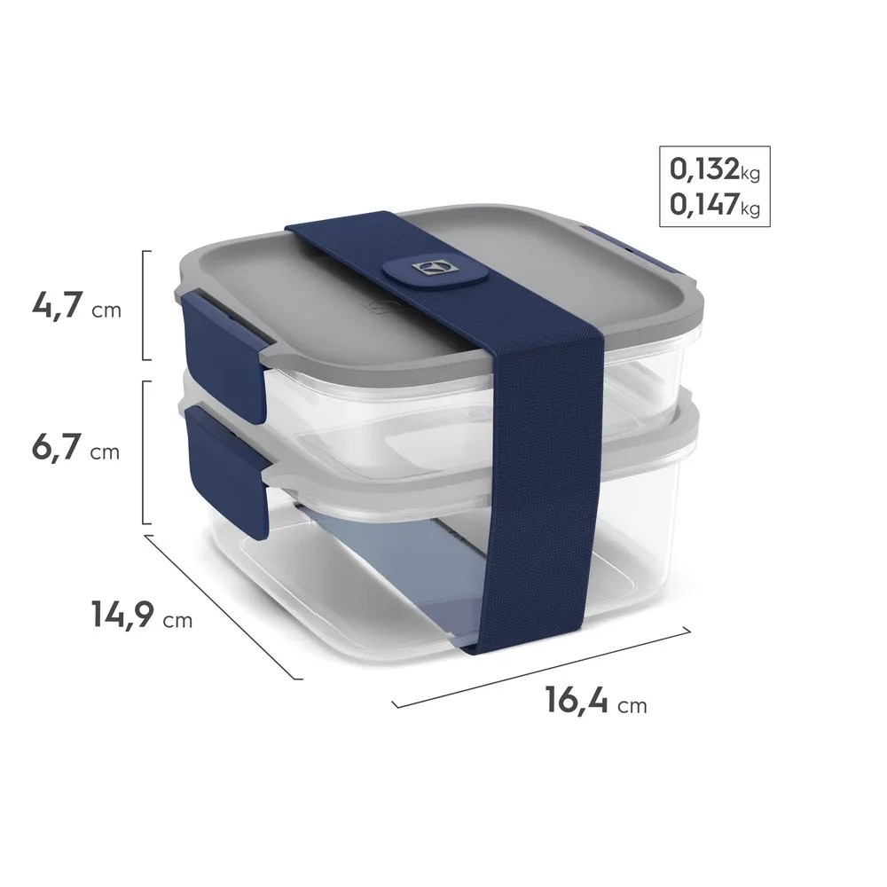 Kit Marmiteira Lunch Box Electrolux Plástico Azul Resistente a Temperatura 2 Unidades