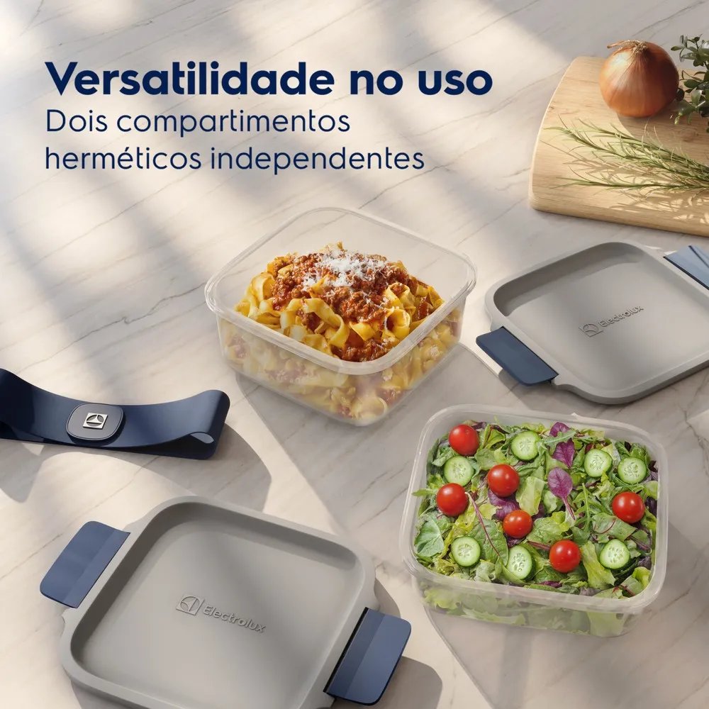 Kit Marmiteira Lunch Box Electrolux Plástico Azul Resistente a Temperatura 2 Unidades