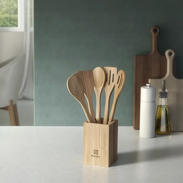 Conjunto de Utensílios de Bambu de 06 Peças