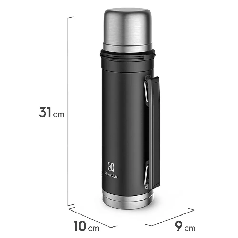 Garrafa Térmica Electrolux 1L Preta Sense To Go Antivazamentos