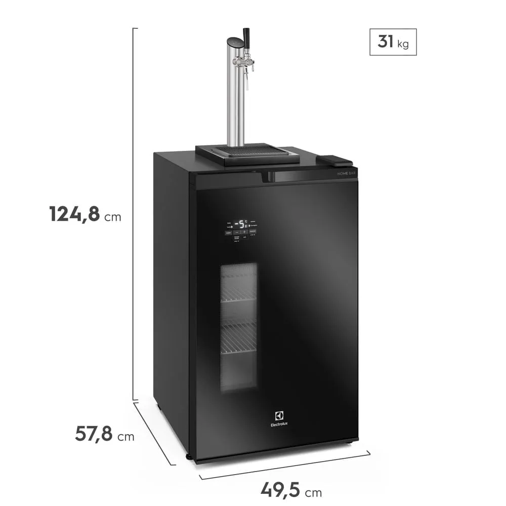 Cervejeira Home Bar Electrolux Frost Free 100L com Torre de Chopp e Barril Mini Keg 5L (EB10K)