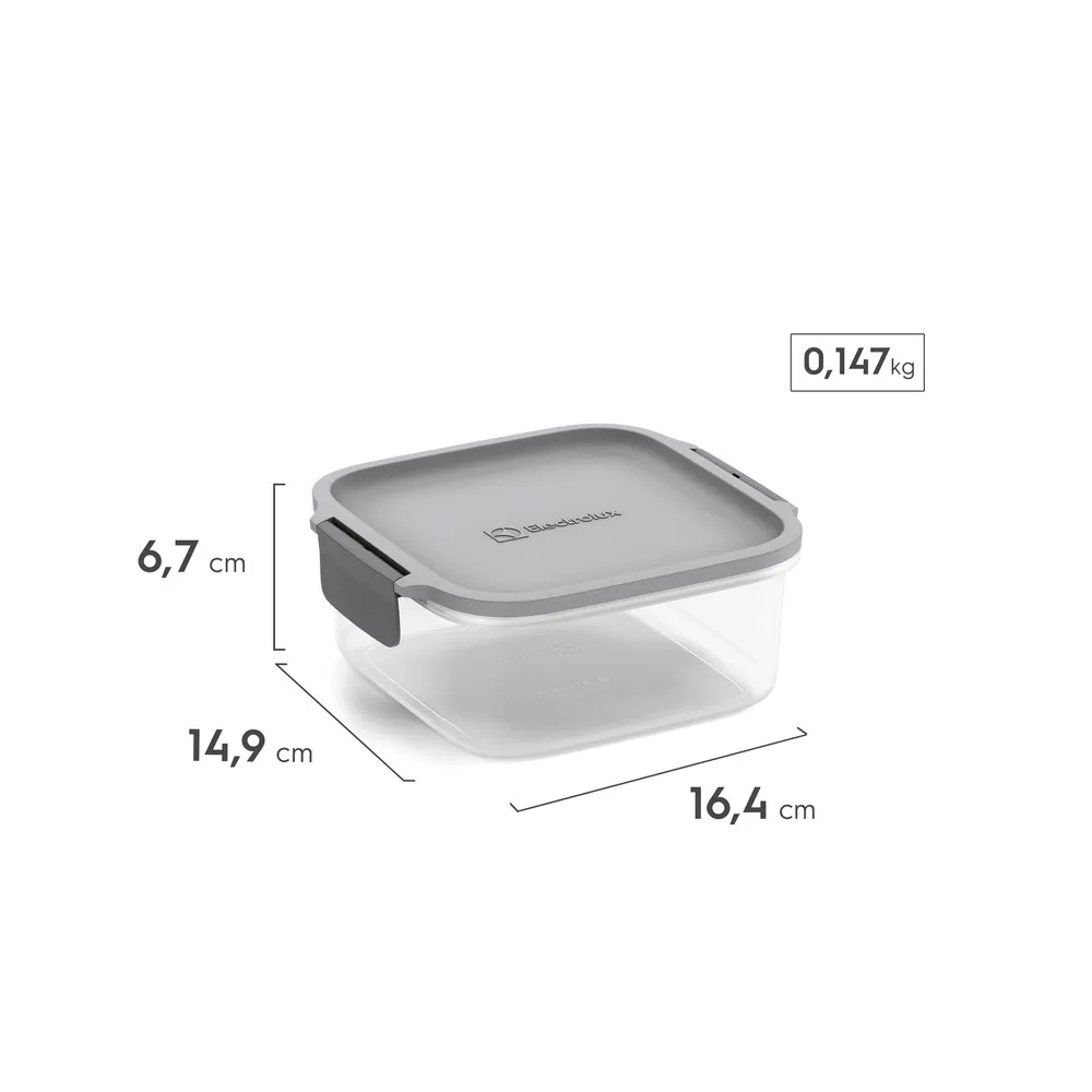 Potes Herméticos de Plástico Electrolux Cinza 3 Unidades Empilháveis Modulares