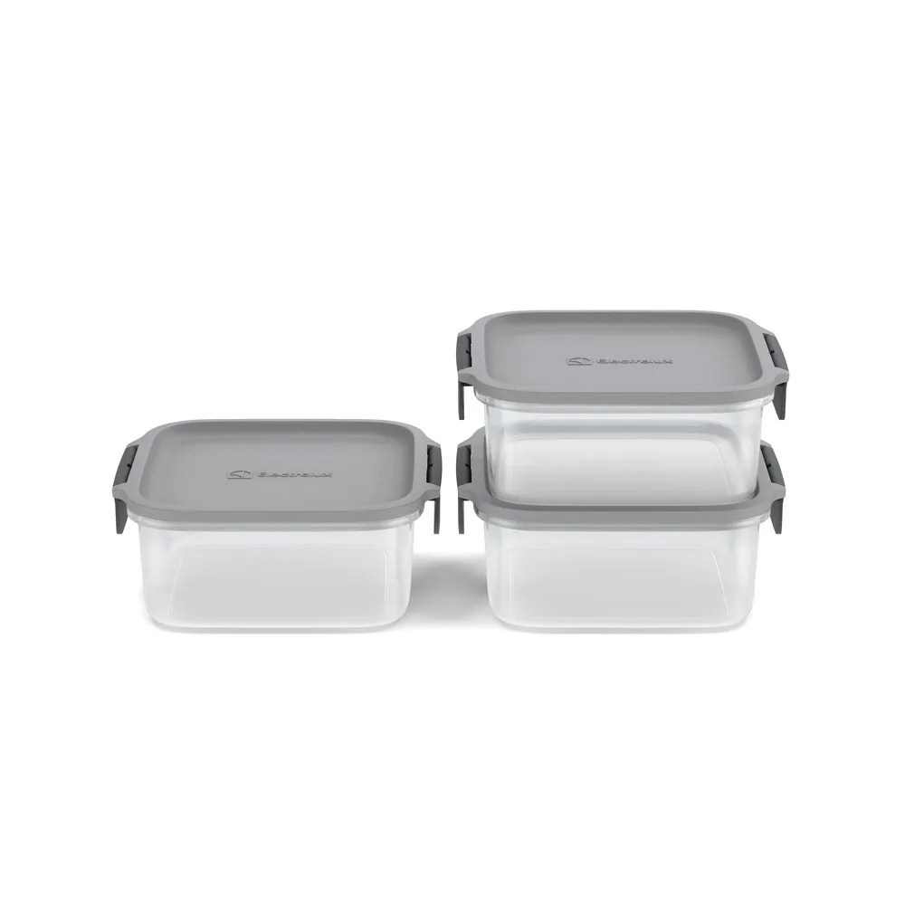Potes Herméticos de Plástico Electrolux Cinza 3 Unidades Empilháveis Modulares