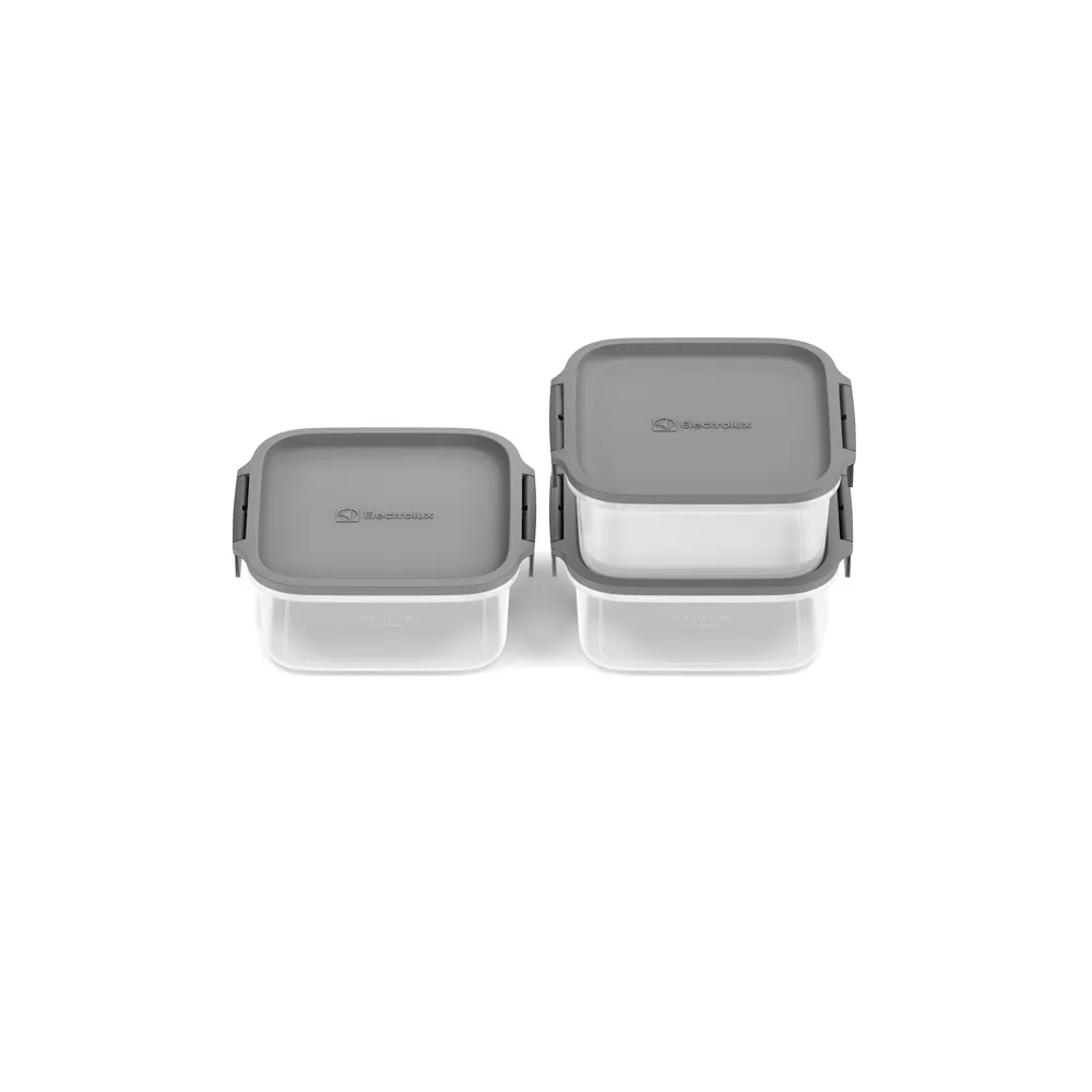 Potes Herméticos de Plástico Electrolux Cinza 3 Unidades Empilháveis Modulares