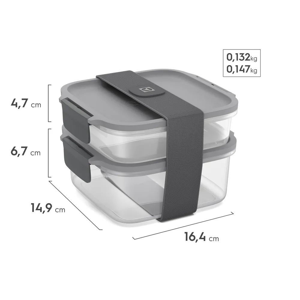 Kit Marmiteira Lunch Box Electrolux Plástico Cinza Resistente a Temperatura