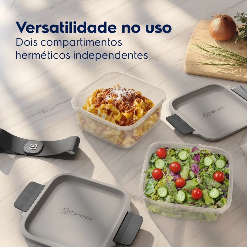 Kit Marmiteira Lunch Box Electrolux Plástico Cinza Resistente a Temperatura