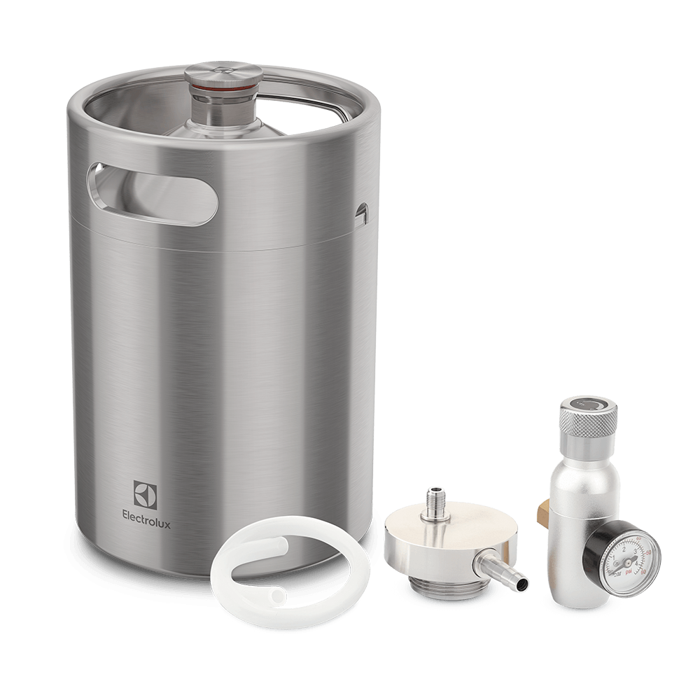 Barril de Chopp Electrolux Mini Keg 5L Inox com conectores para Torre de Chopp
