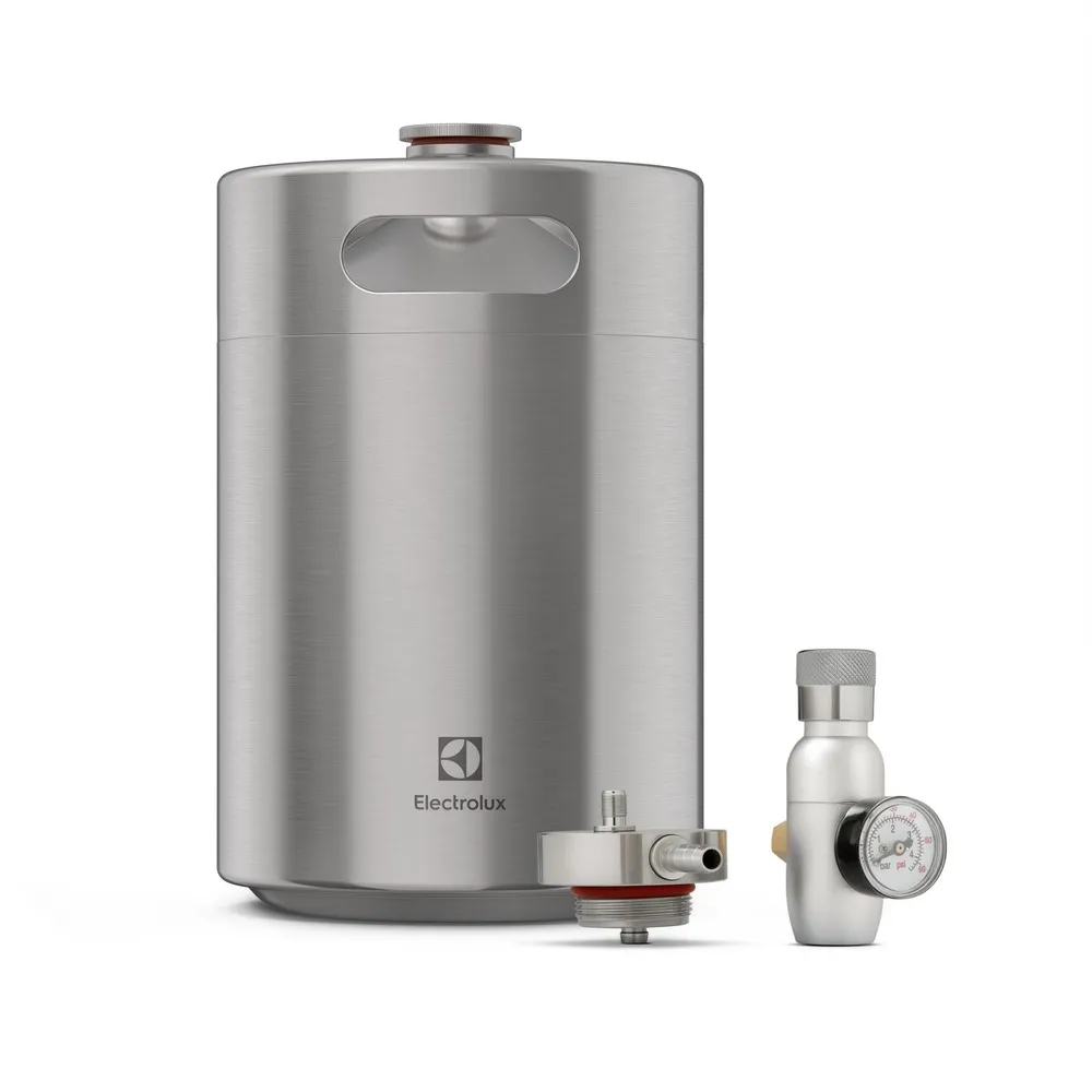 Barril de Chopp Electrolux Mini Keg 5L Inox com conectores para Torre de Chopp