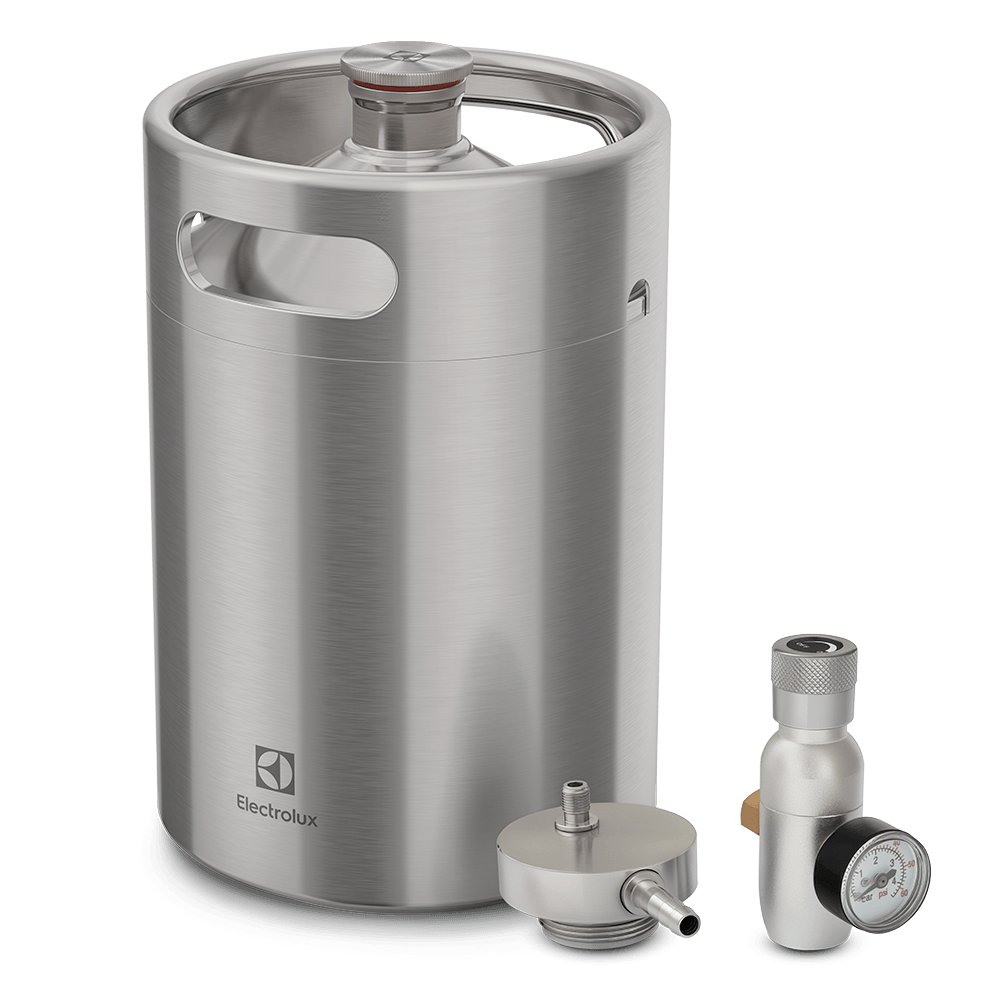 Barril de Chopp Electrolux Mini Keg 5L Inox com conectores para Torre de Chopp