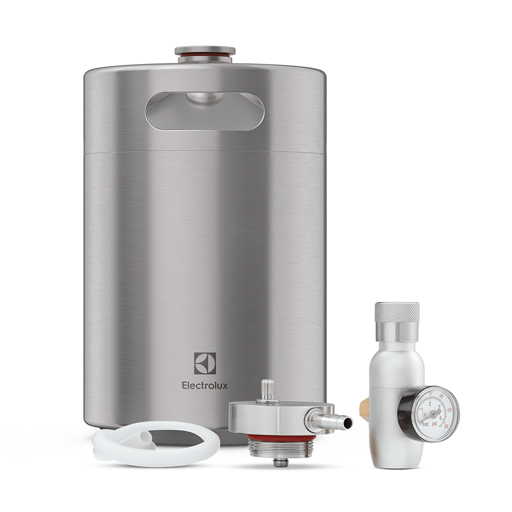 Barril de Chopp Electrolux Mini Keg 5L Inox com conectores para Torre de Chopp