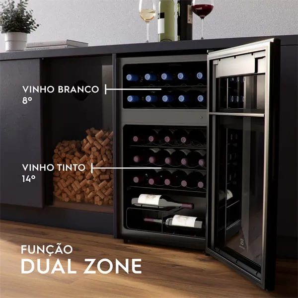 Adega de Vinho Climatizada Electrolux 29 Garrafas com Dual Zone e Painel Digital (WDF29)