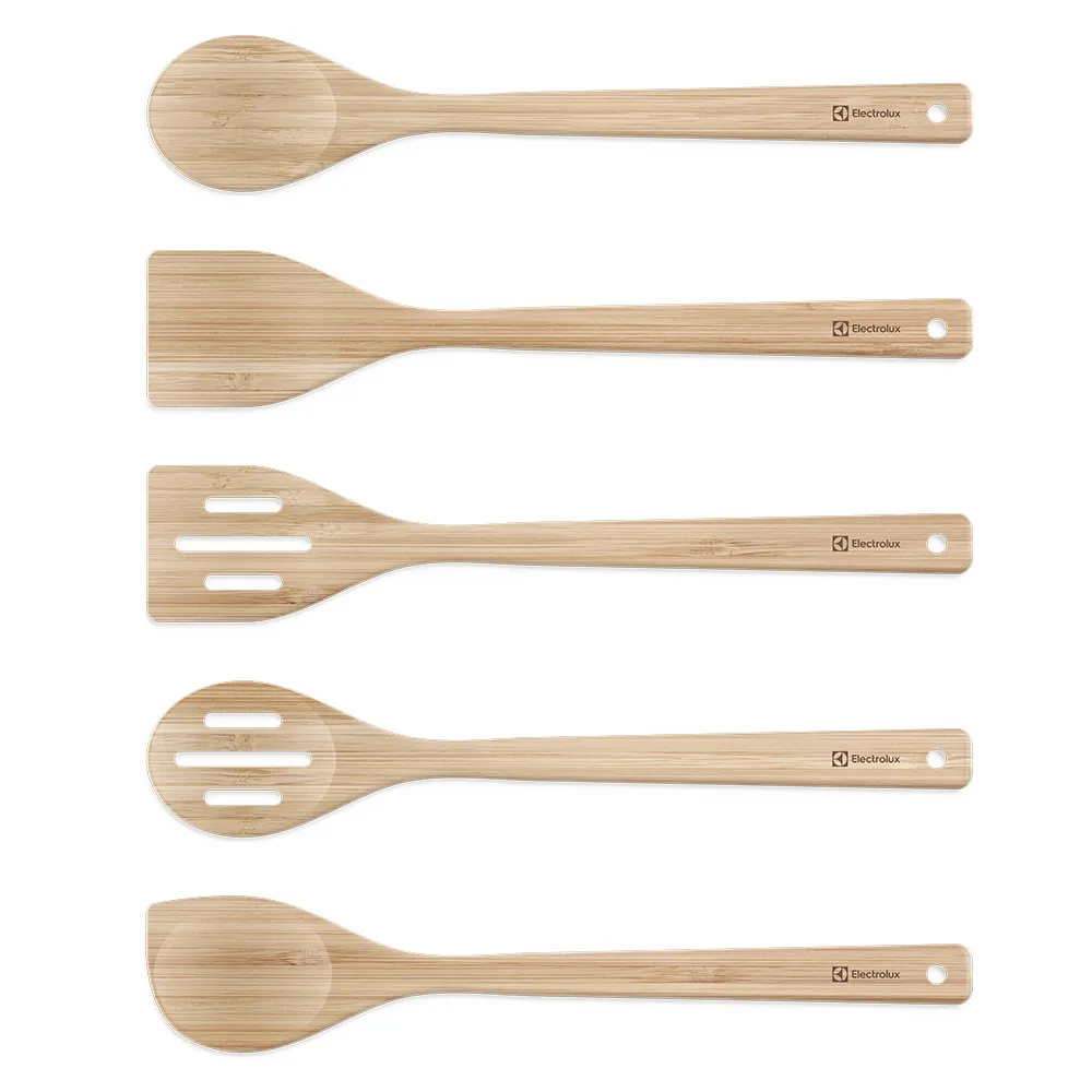 Kit Utensílios de Bambu 6 Peças + Potes Herméticos Porta-Mantimentos com Tampa de Bambu Electrolux