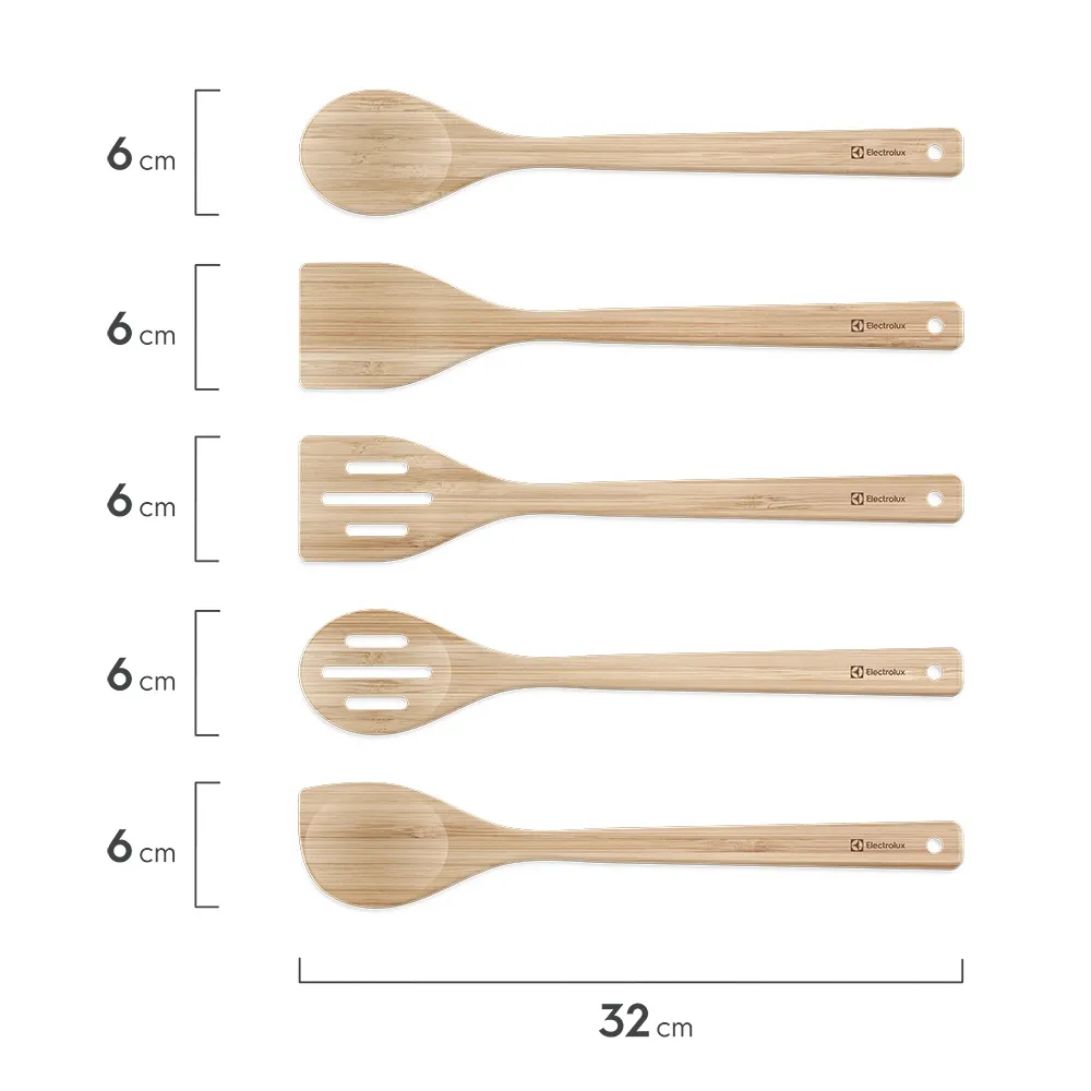 Kit Utensílios de Bambu 6 Peças + Potes Herméticos Porta-Mantimentos com Tampa de Bambu Electrolux