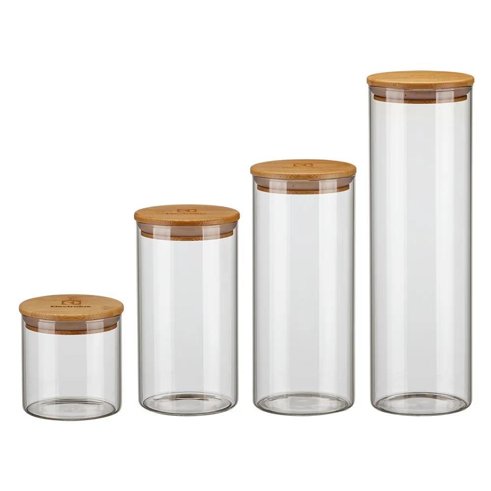 Kit Utensílios de Bambu 6 Peças + Potes Herméticos Porta-Mantimentos com Tampa de Bambu Electrolux