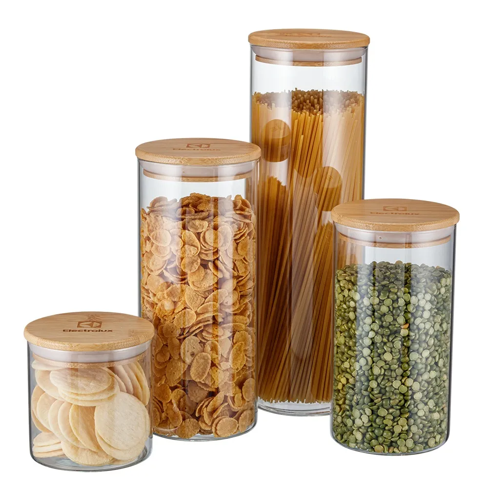Kit Utensílios de Bambu 6 Peças + Potes Herméticos Porta-Mantimentos com Tampa de Bambu Electrolux