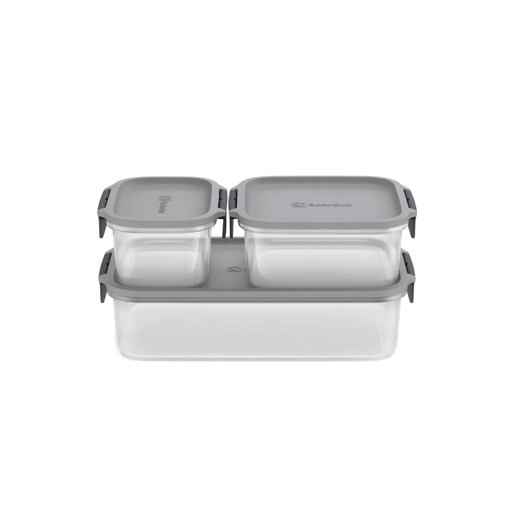 Potes Herméticos de Plástico Electrolux Cinza 3 Unidades Empilháveis Modulares