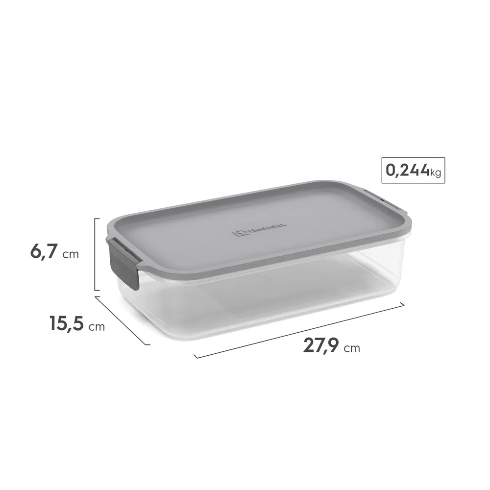 Potes Herméticos de Plástico Electrolux Cinza 3 Unidades Empilháveis Modulares