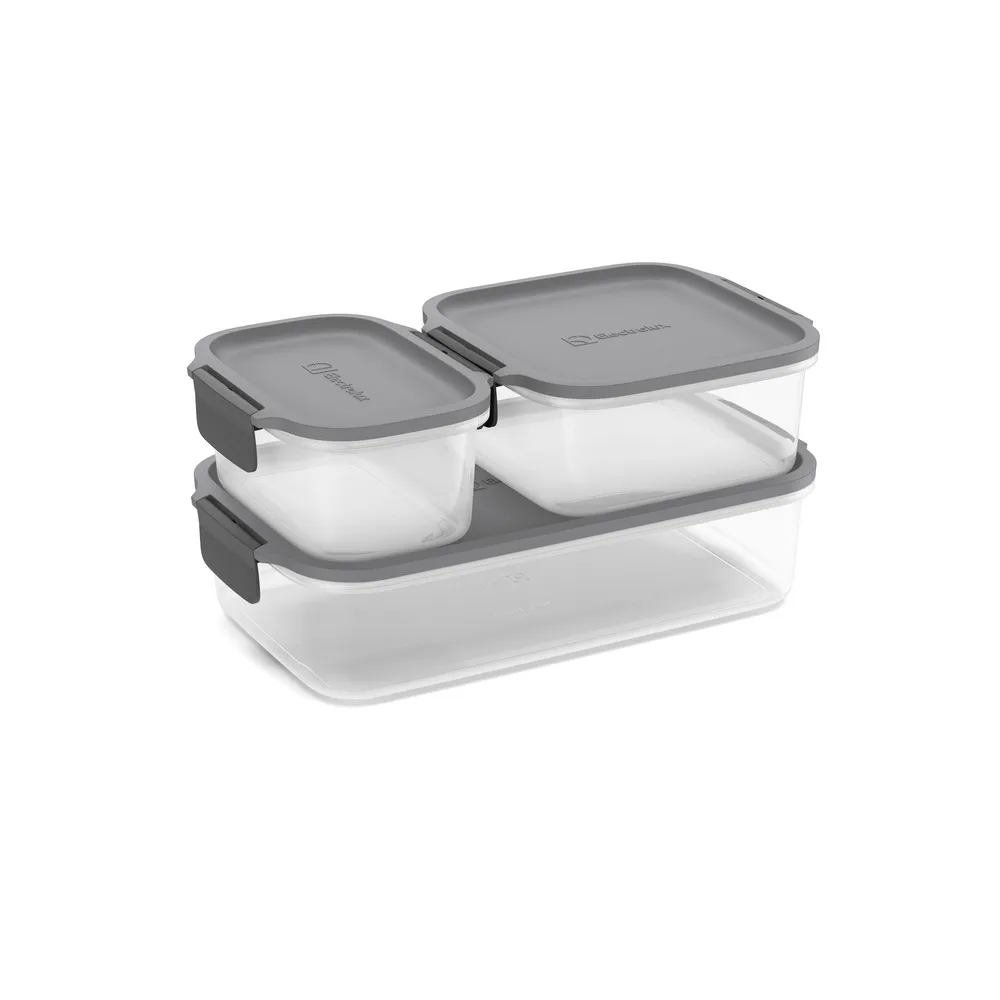 Potes Herméticos de Plástico Electrolux Cinza 3 Unidades Empilháveis Modulares