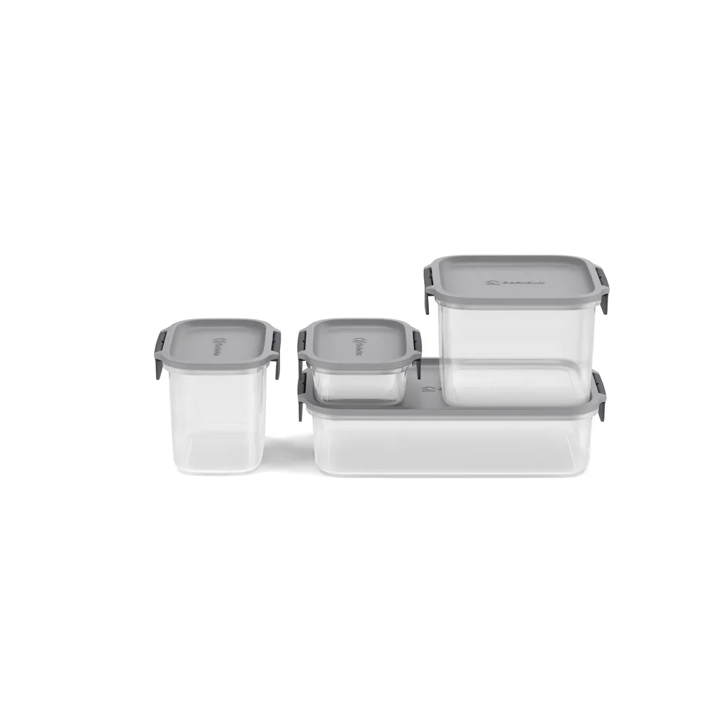 Potes Herméticos de Plástico Electrolux Cinza 4 Unidades Empilháveis Modulares