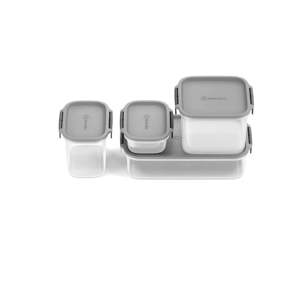 Potes Herméticos de Plástico Electrolux Cinza 4 Unidades Empilháveis Modulares