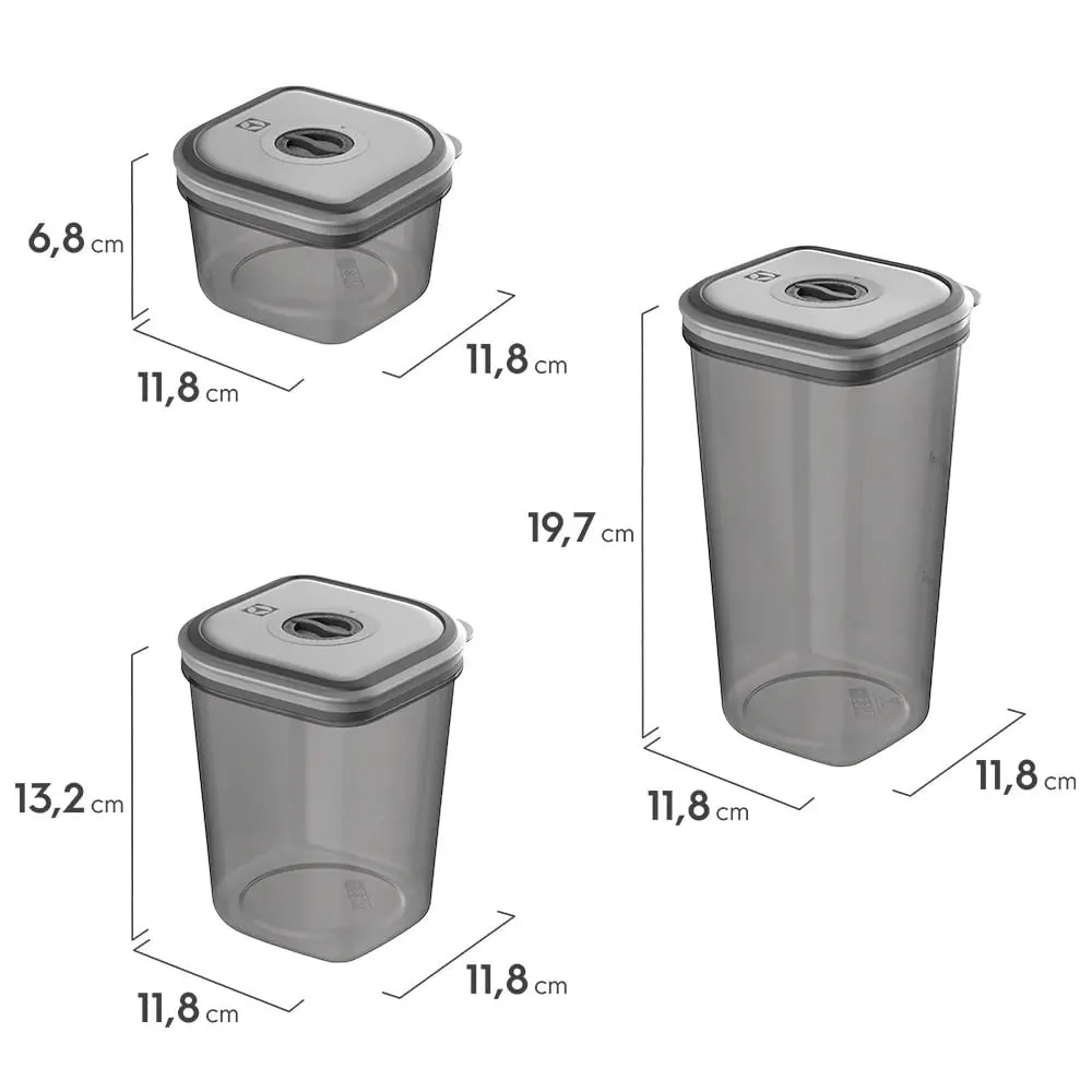 Kit Pote Hermético Organizador Empilhável Modular 0,6L + Pote Hermético Organizador Empilhável Modular 0,85L + Potes Herméticos Plástico 8 Unidades