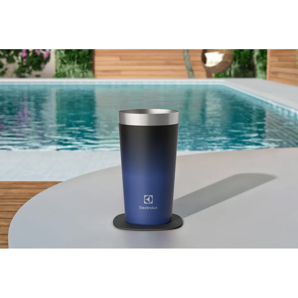 Copo Térmico de Cerveja e Chopp Electrolux Home Bar 560ml Inox Degrade Azul e Preto