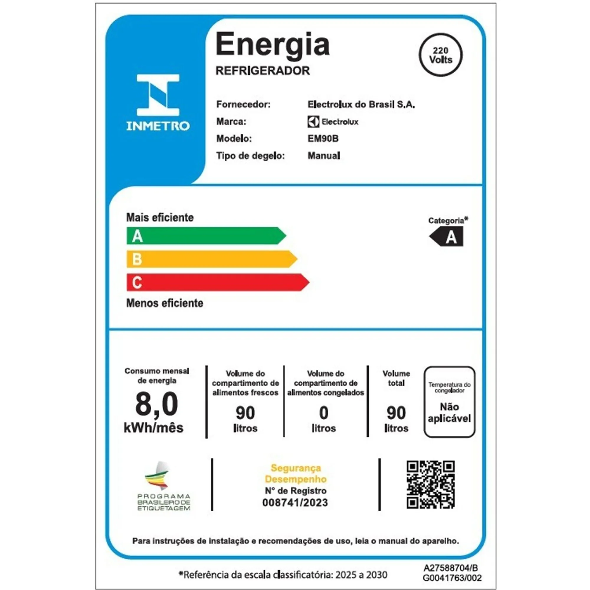 Frigobar Electrolux 90L Efficient com Controle de Temperatura Preto (EM90B)